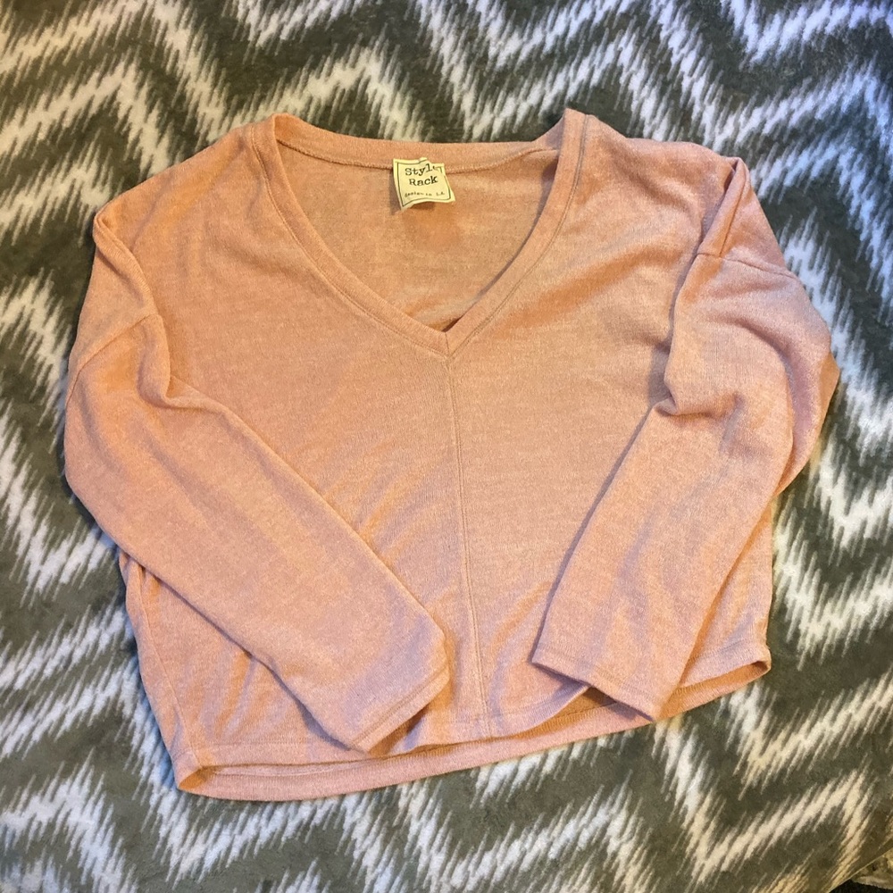 Peach V-Neck Crop Top